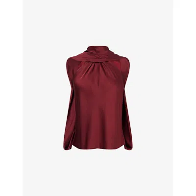 Simkhai Womens Oxblood Scarlett Cape Satin Top In Burgundy