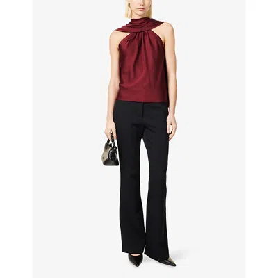Simkhai Womens Oxblood Scarlett Cape Satin Top In Burgundy
