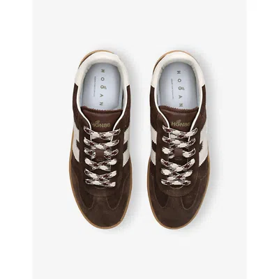 Hogan Chocolate Brown Suede Platform Sneakers With Lace-up Closure And H Logo Detail