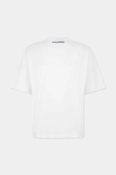 Dsquared2 Men White T-shirt With Logo Print On The Front In Cotton Man In White