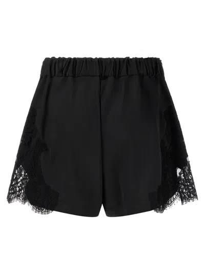 Versace High Waist Shorts Lace Panel Design In Black
