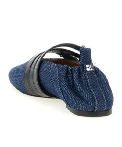 Ganni Sue Denim Ballerina Flats Dark Blue Vintage