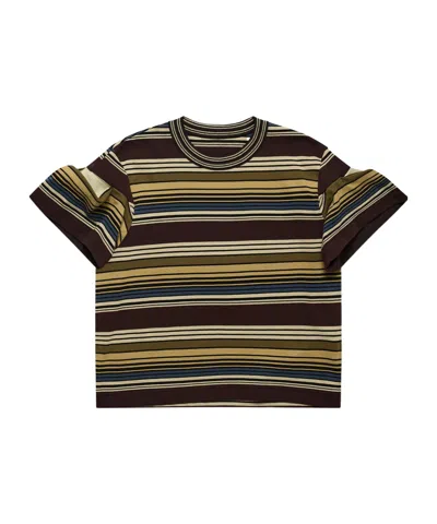 Sacai Multicolor Horizontal Stripe T-shirt In Multi