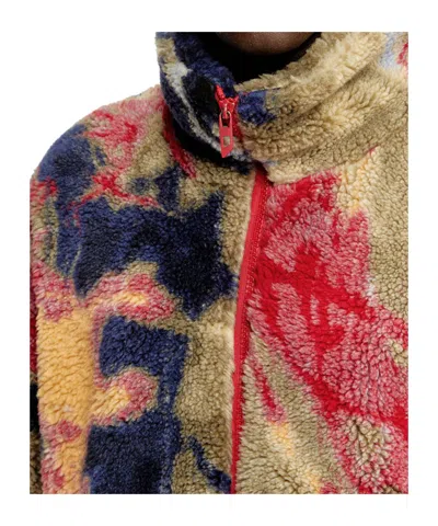 Diesel Teddy-fleece Jacket With Graffiti Motif In Multi