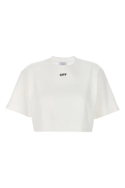 Off-white Logo Floral Cotton T-shirt In White