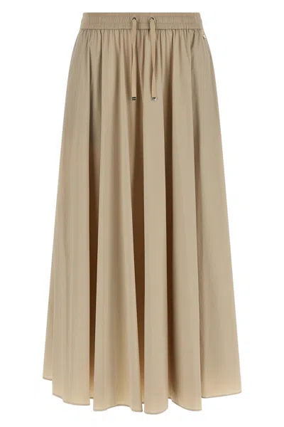 Herno Women Maxi Beige Dress With Drawstring In Stretch Polyamide Woman In Brown
