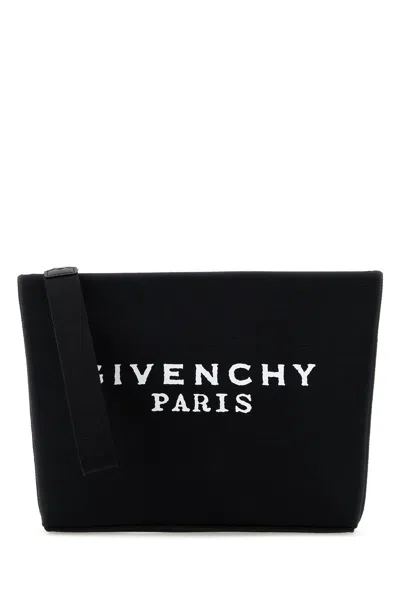 Givenchy Paris Signature Logo Zipped Pouc In Black