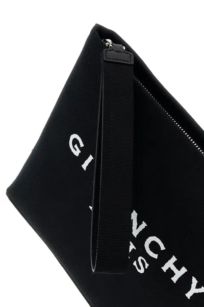 Givenchy Paris Signature Logo Zipped Pouc In Black