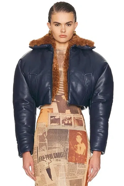 Atlein Cropped Aviator Jacket In Blue