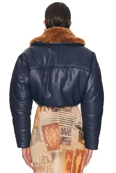 Atlein Cropped Aviator Jacket In Blue