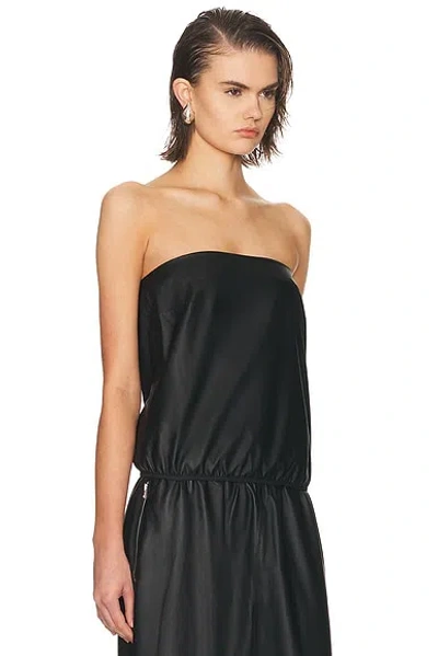 Alexander Wang Strapless Leather Bubble Top In Black
