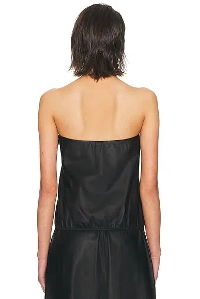 Alexander Wang Strapless Leather Bubble Top In Black