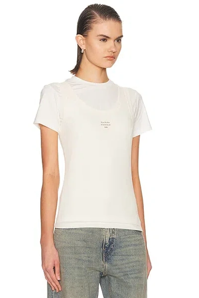 Acne Studios Womens Off White Ecleo Double-layer Stretch-cotton T-shirt In White