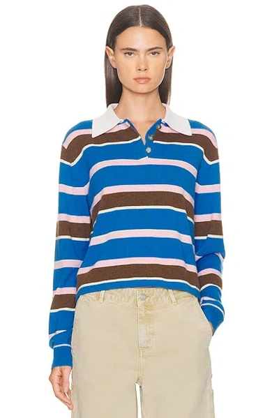 Guest In Residence Cropped Stripe Rugby Sweater In Multi