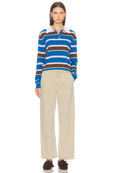 Guest In Residence Cropped Stripe Rugby Sweater In Multi