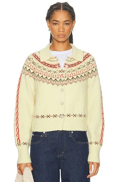 Guest In Residence Cloud Chalet Fair Isle Wool And Cashmere-blend Cardigan In Yellow