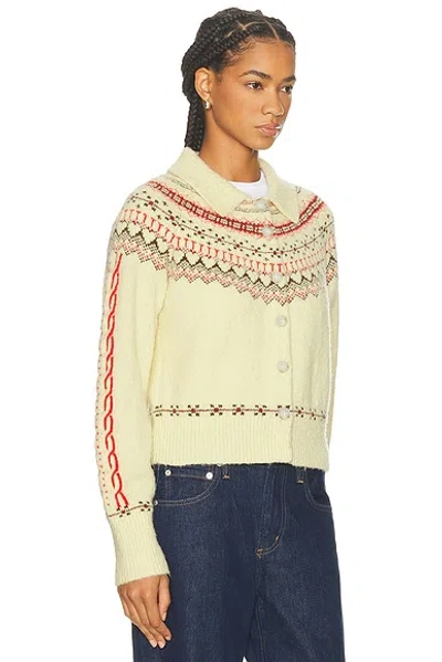 Guest In Residence Cloud Chalet Fair Isle Wool And Cashmere-blend Cardigan In Yellow