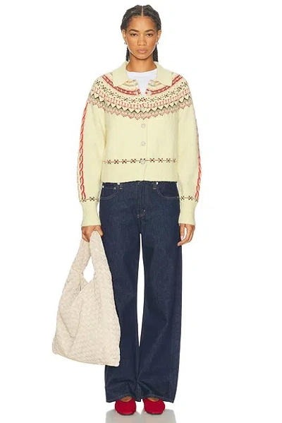 Guest In Residence Cloud Chalet Fair Isle Wool And Cashmere-blend Cardigan In Yellow
