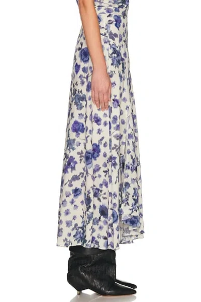 Isabel Marant Sakura Pleated Floral-print Silk-blend Midi Skirt In Blue