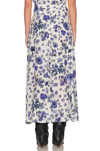 Isabel Marant Sakura Pleated Floral-print Silk-blend Midi Skirt In Blue