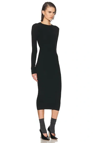 Essentials Womens Rib Long Sleeve Dress In Black