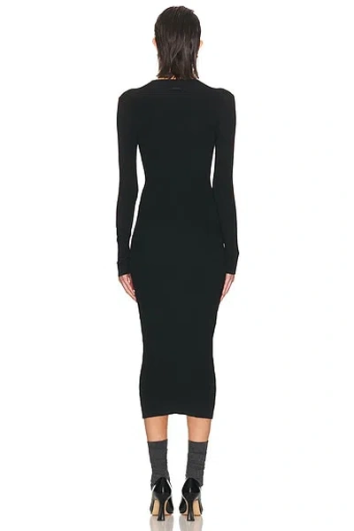 Essentials Womens Rib Long Sleeve Dress In Black
