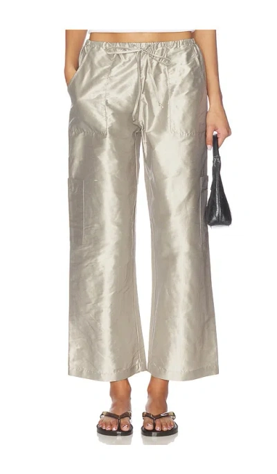 Donni The Taffeta Drawstring Cargo Pant In Metallic