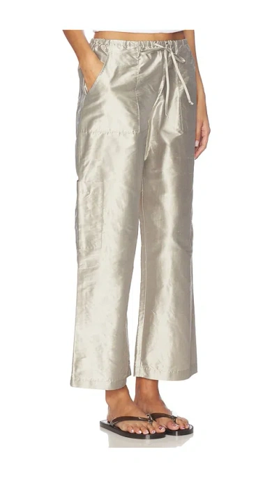 Donni The Taffeta Drawstring Cargo Pant In Metallic