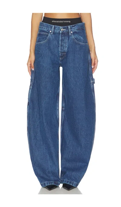 Alexander Wang Alexanderwang. T Prestyled High Rise Oversized Jeans With Logo Elastic In Deep Blue