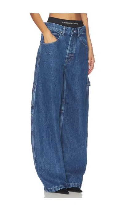 Alexander Wang Alexanderwang. T Prestyled High Rise Oversized Jeans With Logo Elastic In Deep Blue