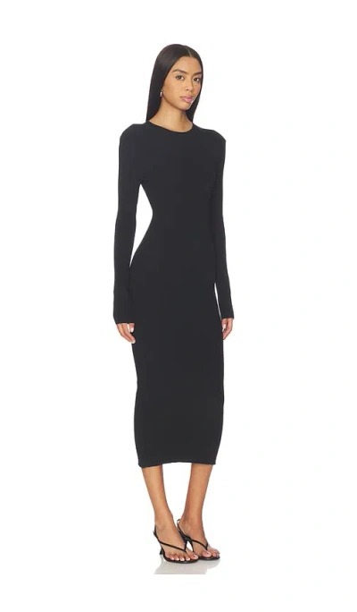 Essentials Womens Rib Long Sleeve Dress In Black