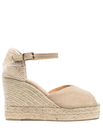 Castaã±er Bianca Raffia Wedge Espadrilles In Neutral