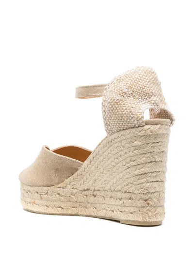 Castaã±er Bianca Raffia Wedge Espadrilles In Neutral