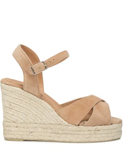 Castaã±er Castaner Womens Rust Blaudell Open-toe Suede Wedge Espadrilles In Nude