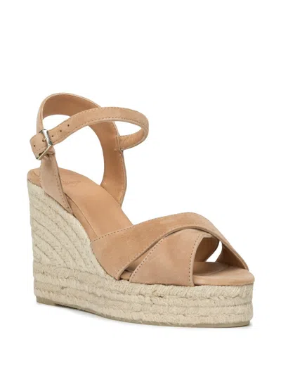 Castaã±er Castaner Womens Rust Blaudell Open-toe Suede Wedge Espadrilles In Nude