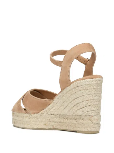 Castaã±er Castaner Womens Rust Blaudell Open-toe Suede Wedge Espadrilles In Nude