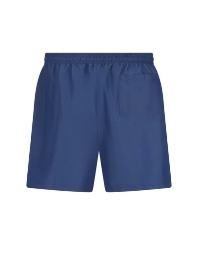Brunello Cucinelli Straight-leg Mid-length Logo-embroidered Swim Shorts In Blue