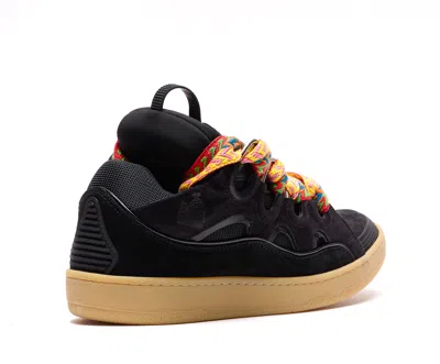 Lanvin Lace Detail Sneakers Suede Panels Rubber Sole In Black