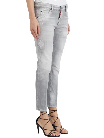Dsquared2 Distressed Low-waist Skinny Jeans In Gray