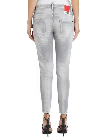 Dsquared2 Distressed Low-waist Skinny Jeans In Gray