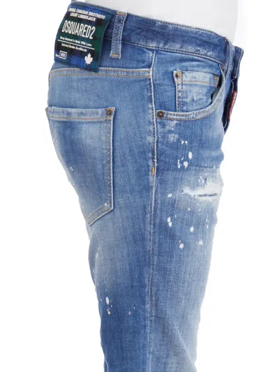 Dsquared2 Distressed Denim Cropped Jeans In Blue
