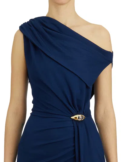 Elisabetta Franchi Red Carpet Oltremare Asymmetric Dress In Blue