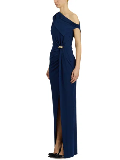Elisabetta Franchi Red Carpet Oltremare Asymmetric Dress In Blue