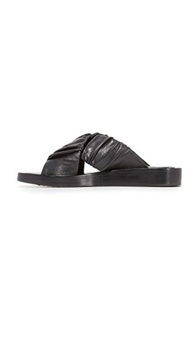 3.1 Phillip Lim Nagano Ruched Leather Flat Slide Sandal In Black | ModeSens