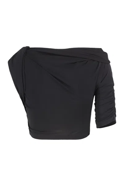Jacquemus Drapeado Crop-top In Black