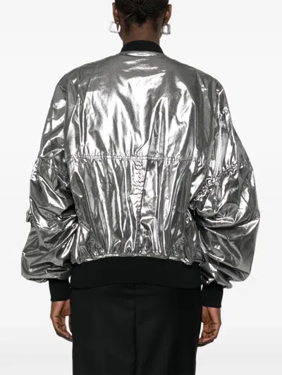 Junya Watanabe Metallic Effect Bomber Jacket In Silver