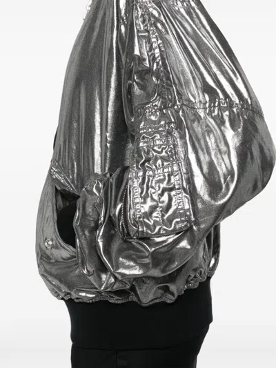 Junya Watanabe Metallic Effect Bomber Jacket In Silver