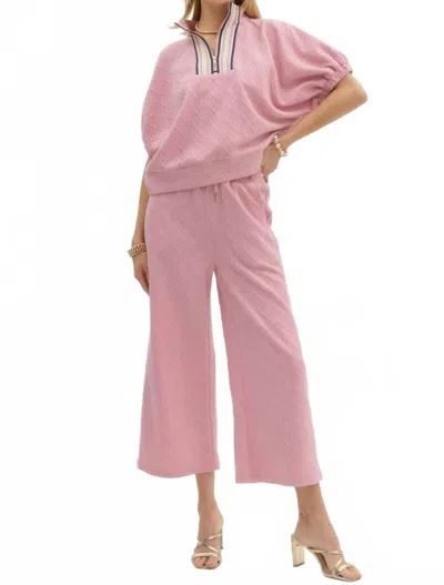 Entro Dolman Sleeve Textured Pullover In Pink In Pink