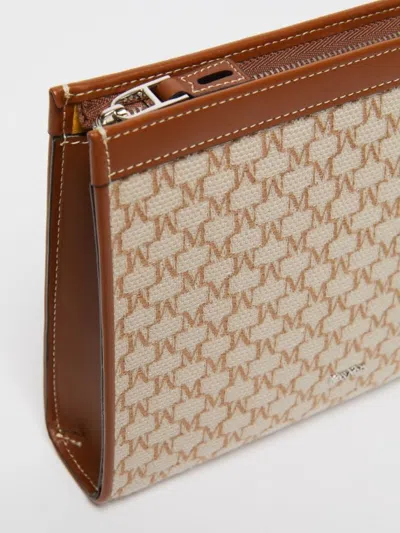 Max Mara Structured Rectangular Clutch With Detachable Chain Strap In Brown