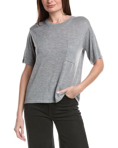 1.state Pocket Wool-blend T-shirt In Gray